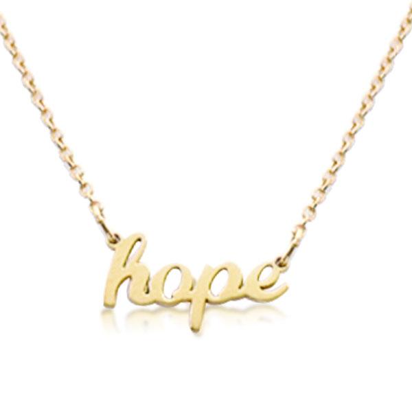 14k Gold hope Script Nameplate Necklace