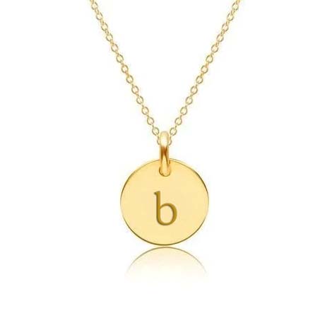 Mini Initial Circle Tag Necklace - Lowercase