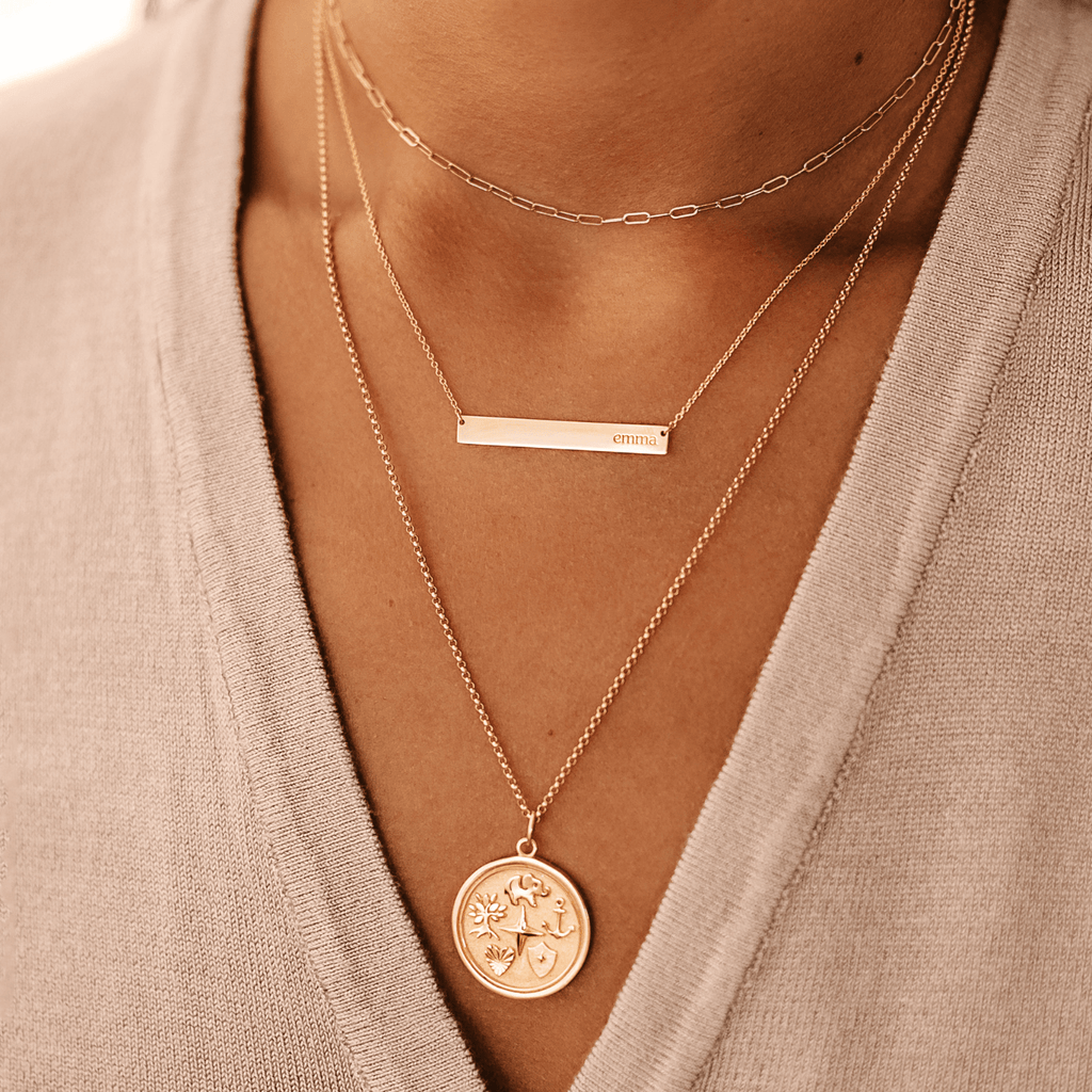14k Reflection Coin Pendant Necklace