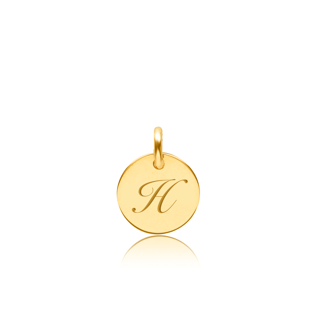 14k Gold Script Initial Circle