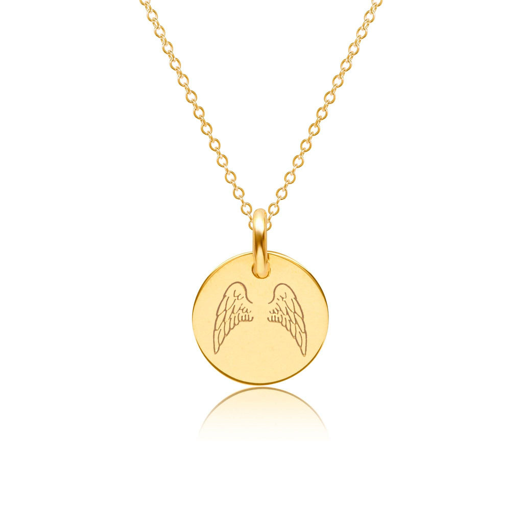 14k Gold Engravable Angel Wings Necklace