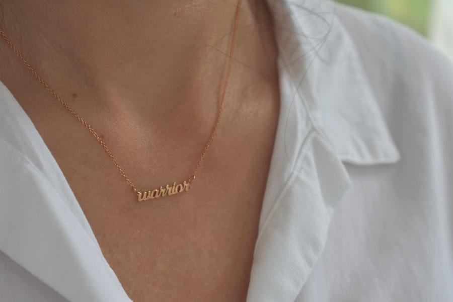 Gold Script warrior Nameplate Necklace