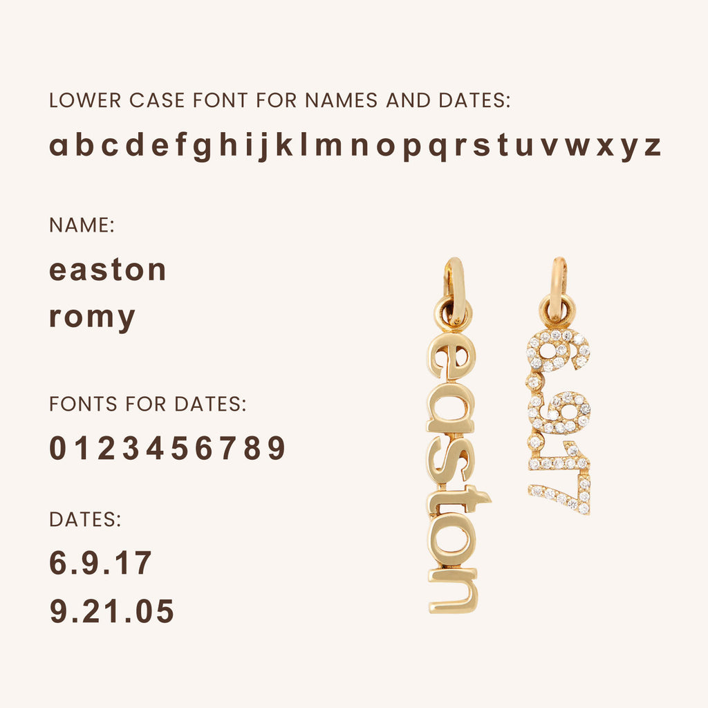 14k Gold Vertical Date Charm