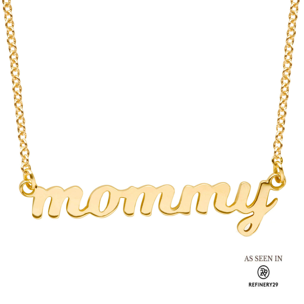 Gold Script mommy Nameplate Necklace
