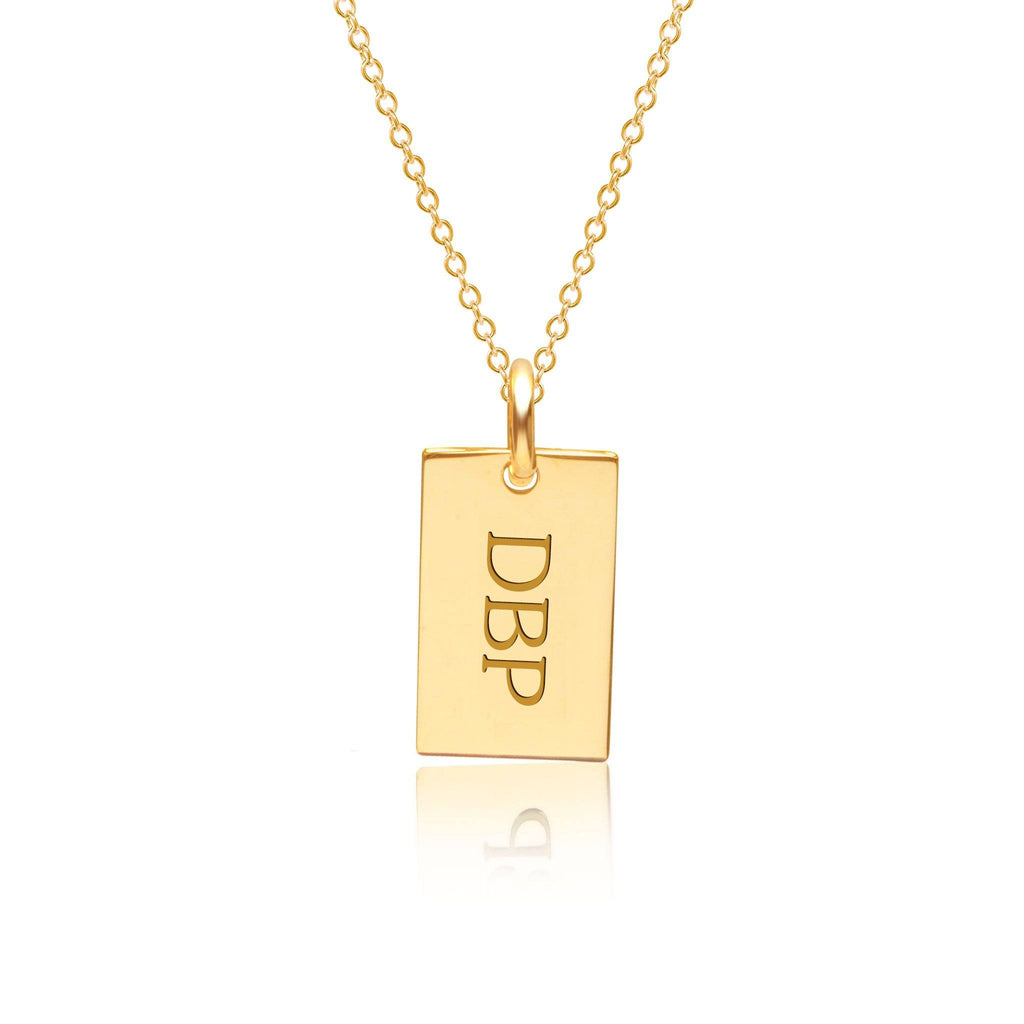 14k Gold Monogram Dog Tag Necklace