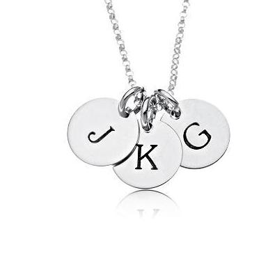 Sterling Silver Initial Necklace -3 Circles - Uppercase