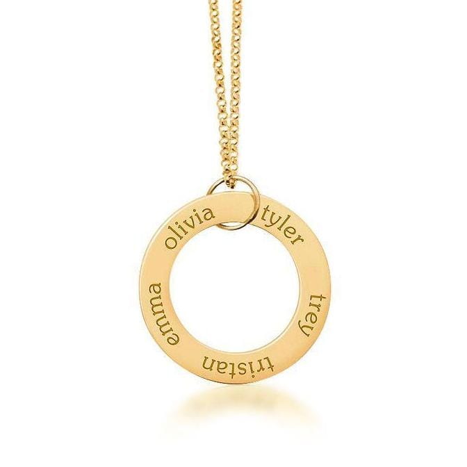 Gold Circle Pendant Necklace - 5 Names