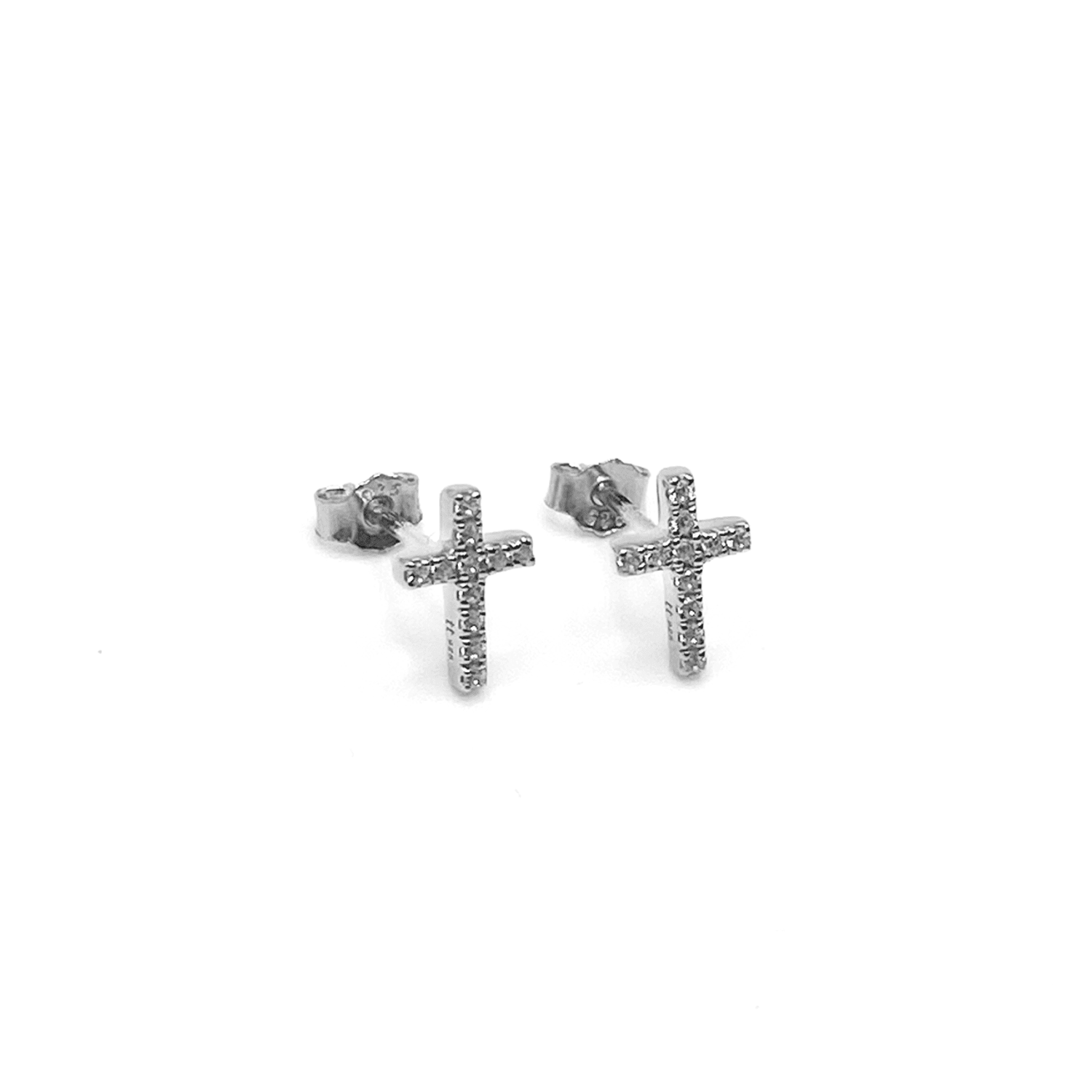 Pavé Cross Stud Earrings | Tiny Tags