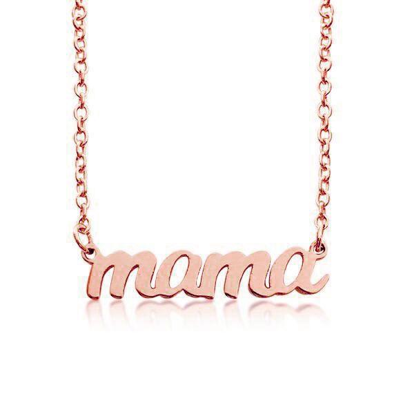 Mama Cursive Necklace in 18K Rose Gold Plating - MYKA