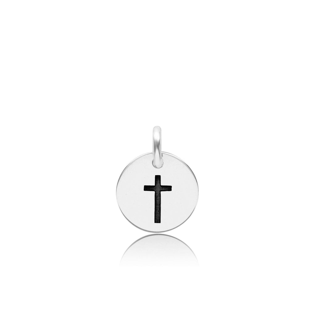 Sterling Silver Engravable Cross Circle Tag