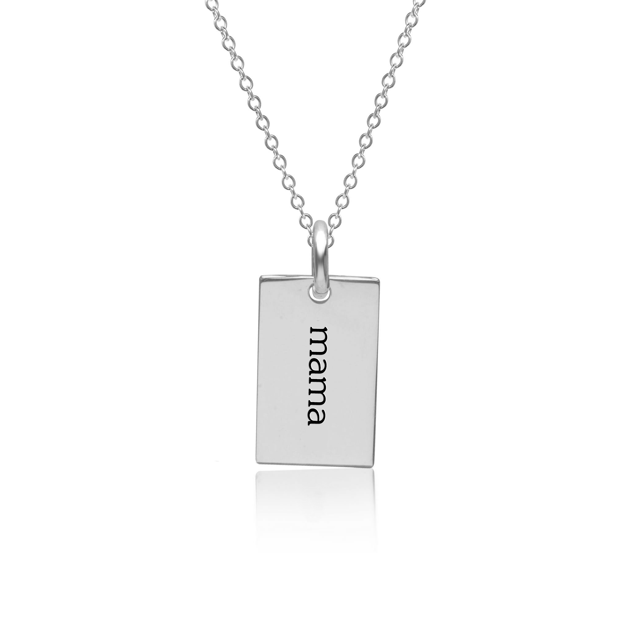 Silver Mini Dog Tag Mama Necklace Tiny Tags
