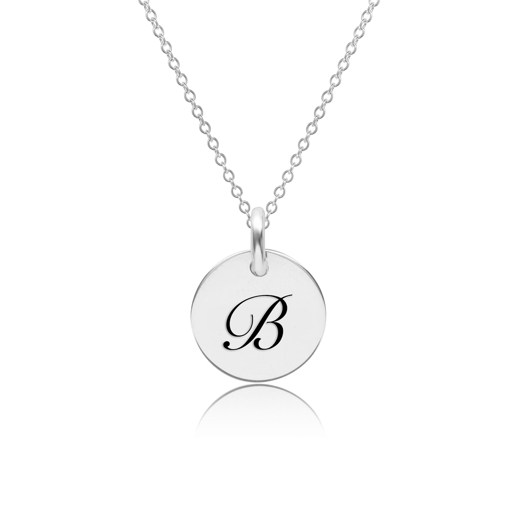 Sterling Silver Script Initial Circle Necklace