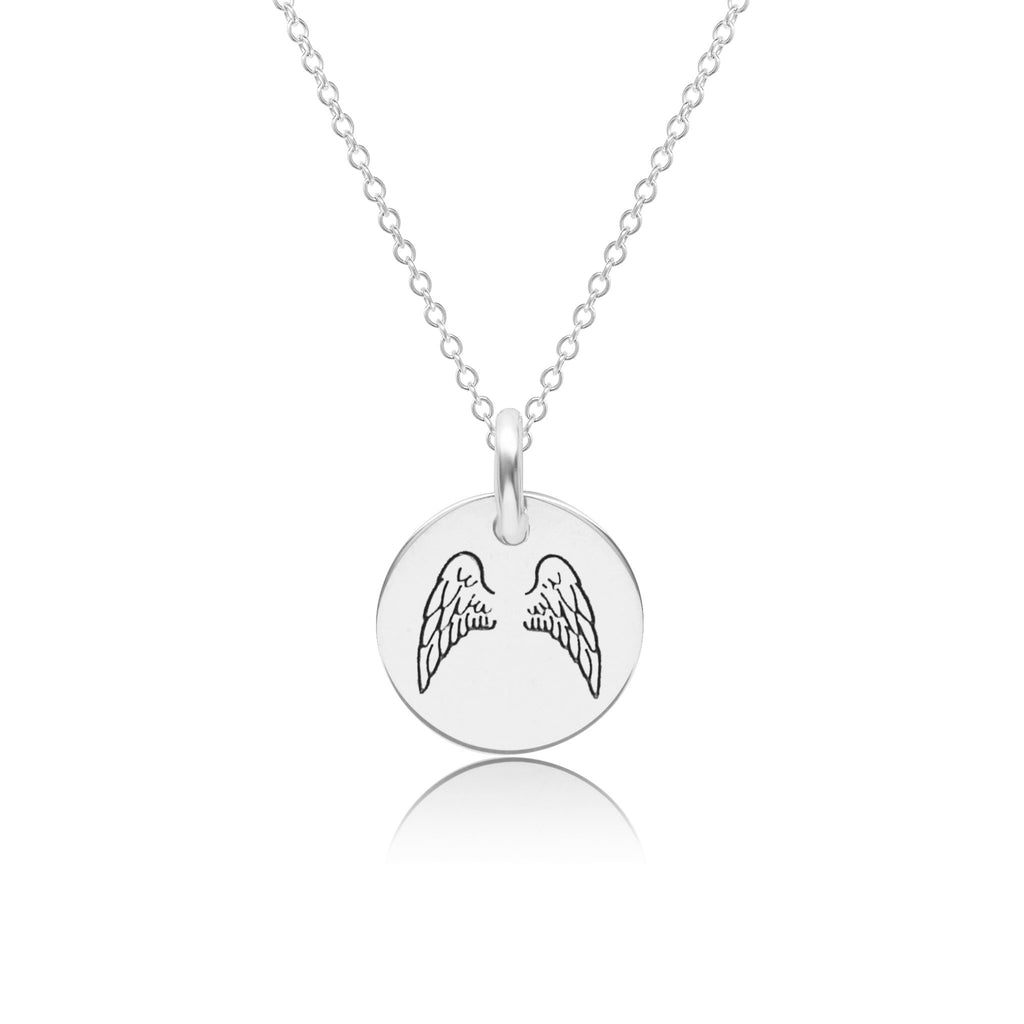 Sterling Silver Engravable Angel Wings Necklace
