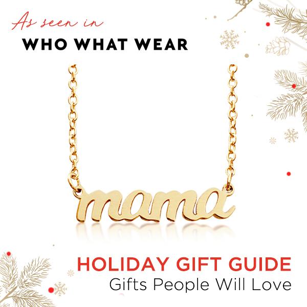 14k Gold Script mama Nameplate Necklace