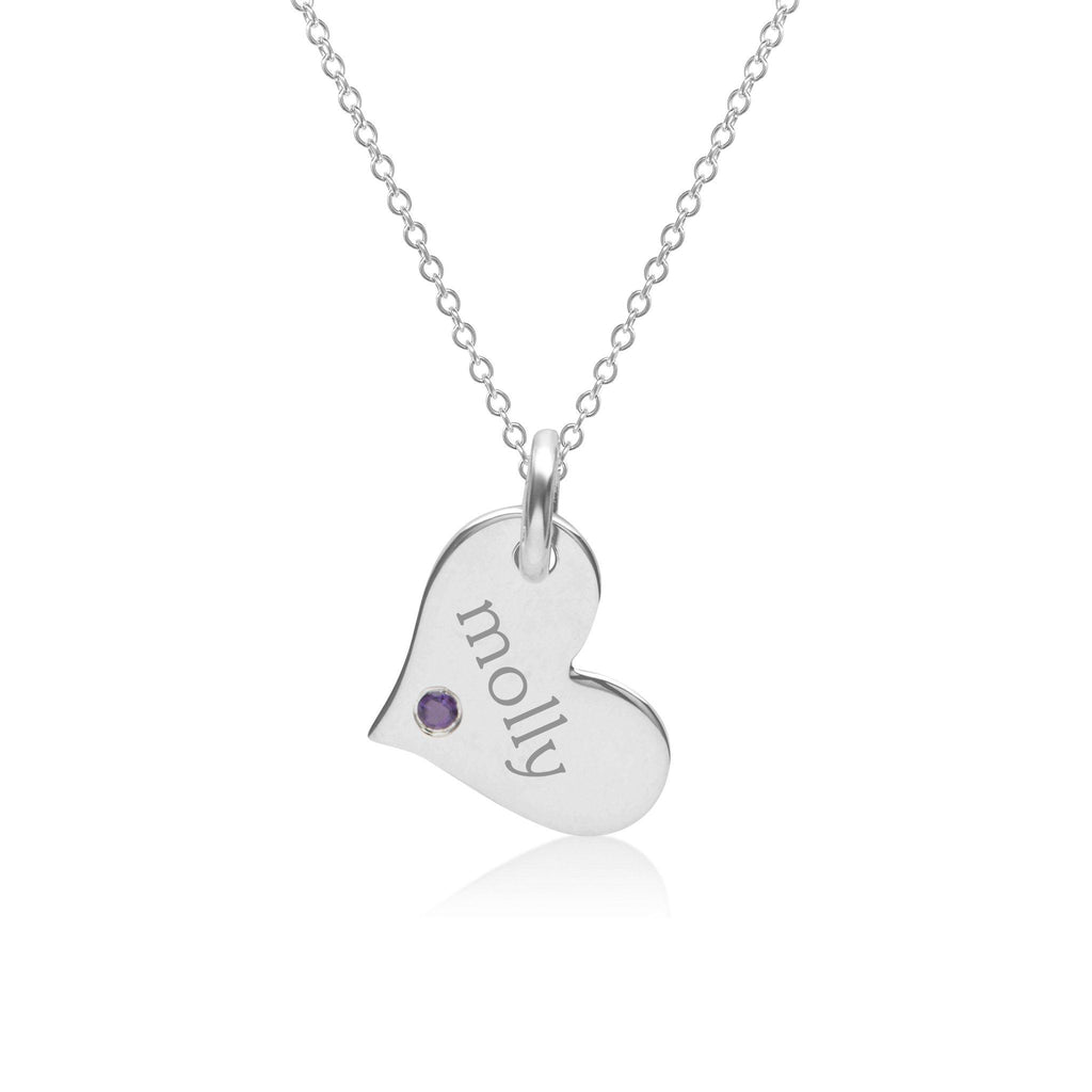 14k Gold Heart Necklace with Birthstone