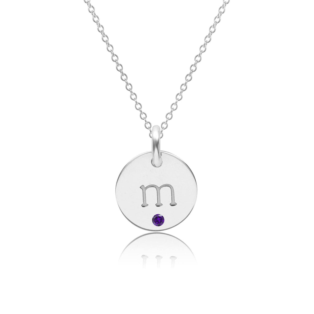 14k Gold Initial Circle Necklace with Birthstones (1-3 Circles)