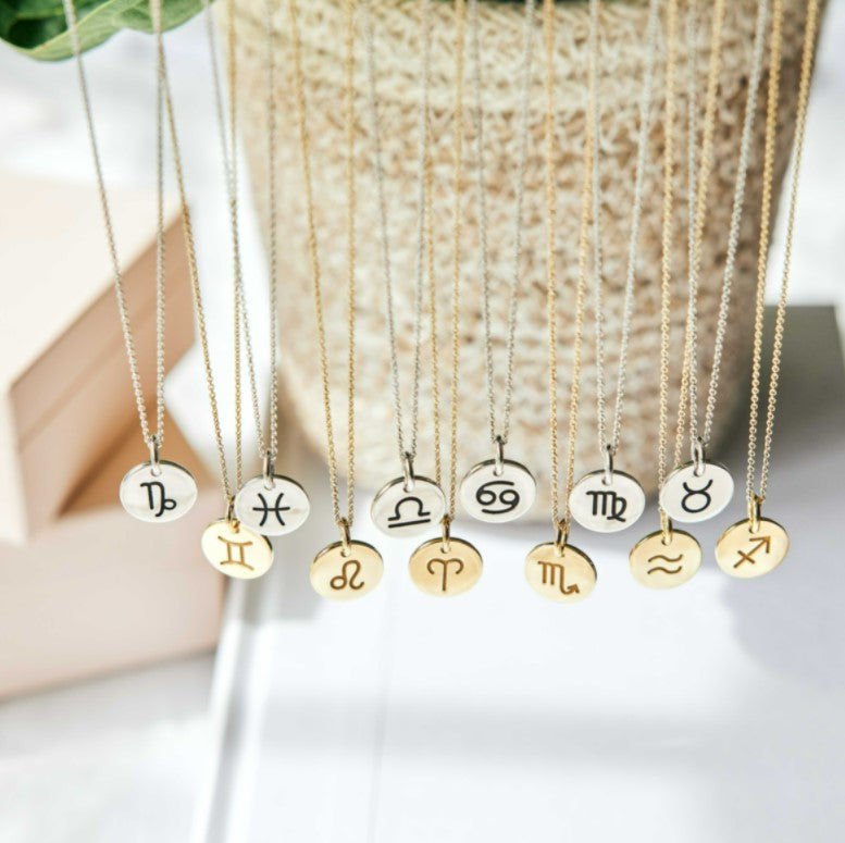 Gold Zodiac Mini Circle Necklace